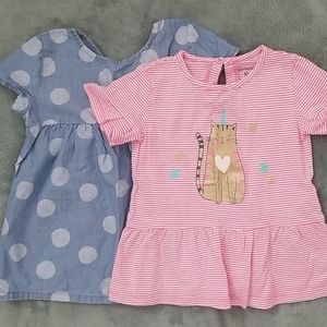 2 pack Carter's cotton tops Unicorn polka dots